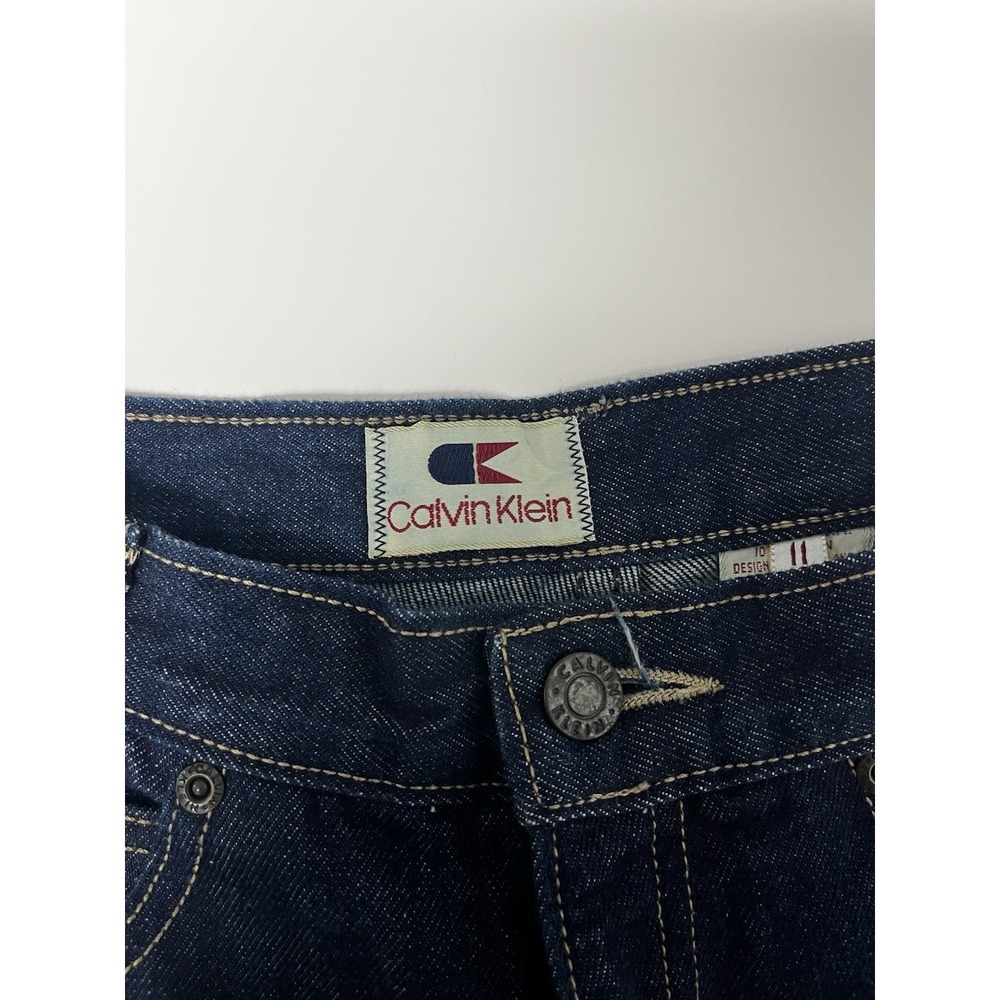 VTG 70s Calvin Klein Jeans High Rise Straight Leg Dark Wash Sz 11 / 26 NEW! - Picture 6 of 13